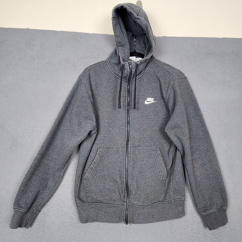 Nike Sportswear Club Fleece Hoodie Mens Small Gray Full Zip Swoosh BV2645-071